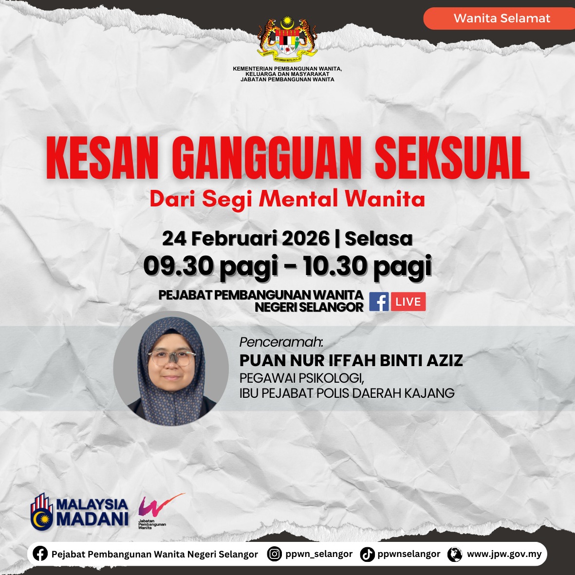 Wanita Selamat: Kesan Gangguan Seksual Dari Segi Mental Wanita